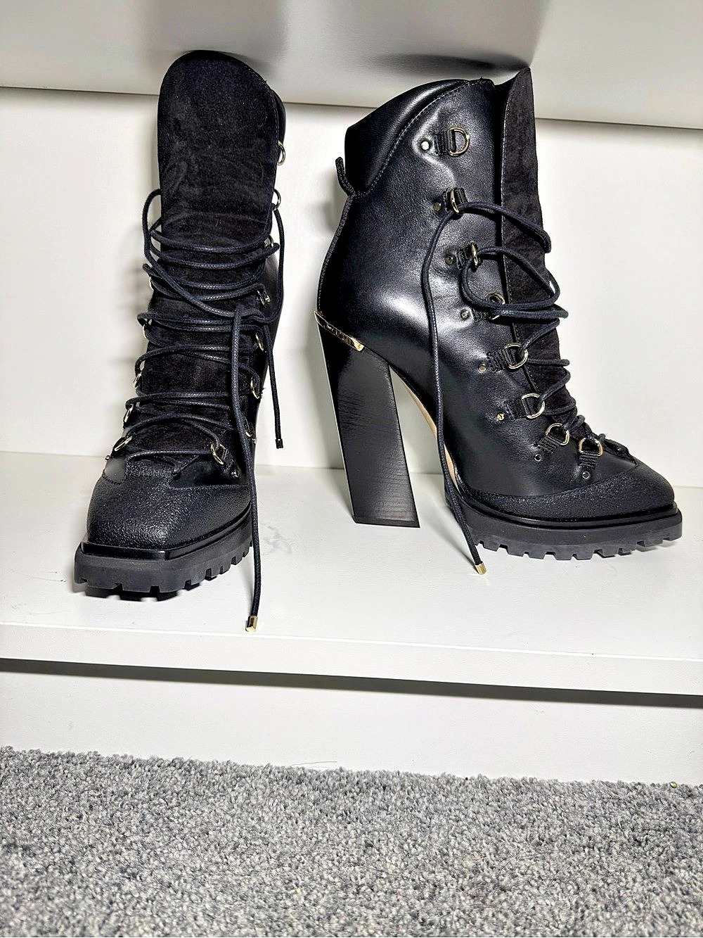 Jimmy Choo Black Lace-Up Heeled Ankle Boots